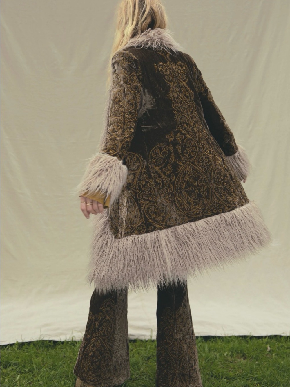 Free People Understated Leather Stillwater Coat Velvet Faux Fur Cinnamon S